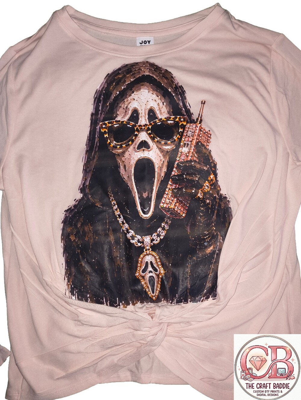 JoyLab NWT Ghostface Baddie Graphic Twist Front Long Sleeve Top L - Picture 5 of 8